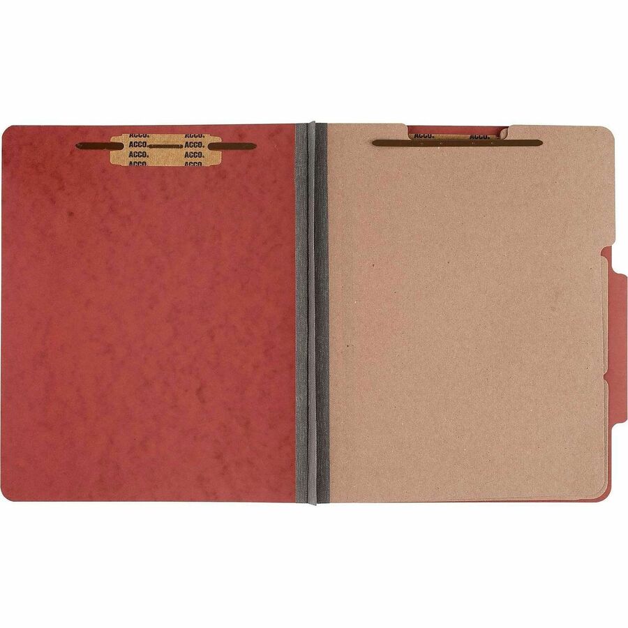 ACCO Letter Classification Folder - 4" Folder Capacity - 8 1/2" x 11" - 8 Fastener - 1" for Folder - 3 Divider - 8 pt. - Pressboard, Tyvek - Earth Red - 10 / Box