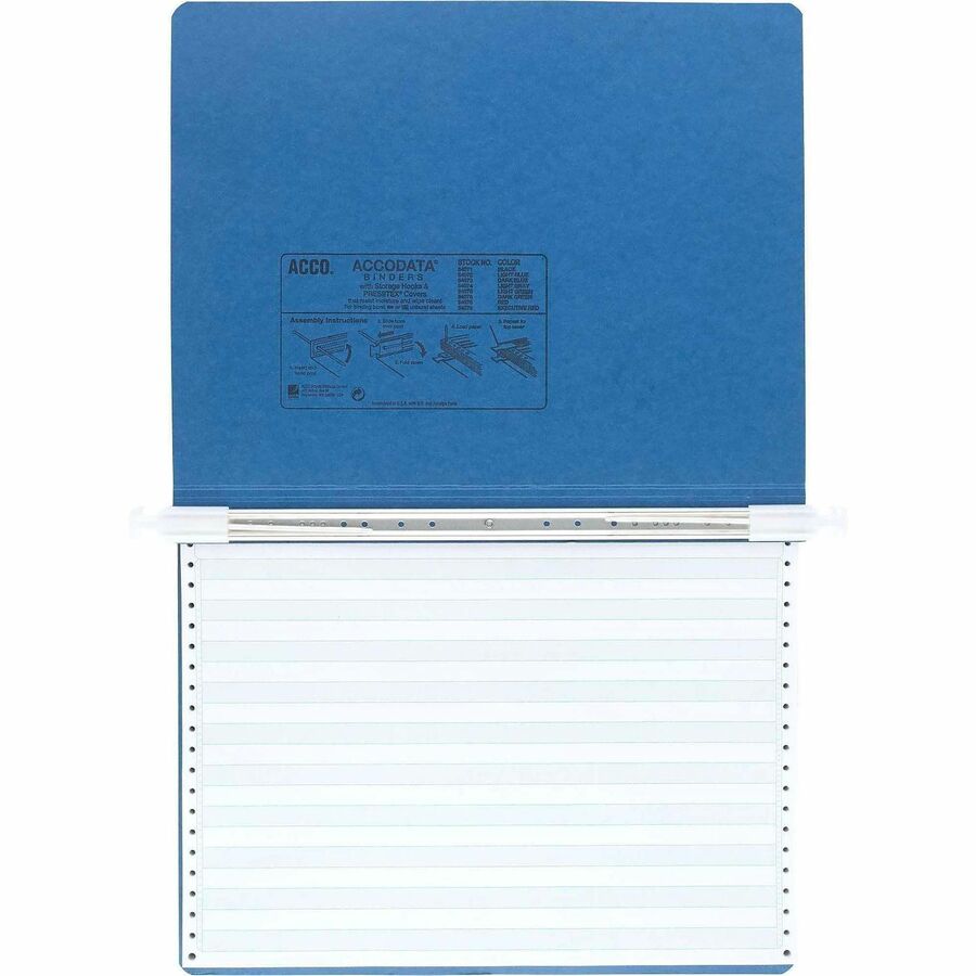 ACCO PRESSTEX Unburst Sheet Covers - 6" Binder Capacity - Fanfold - 11" x 14 7/8" Sheet Size - Light Blue - Retractable Filing Hooks, Hanging System, Moisture Resistant, Water Resistant - 1 Each