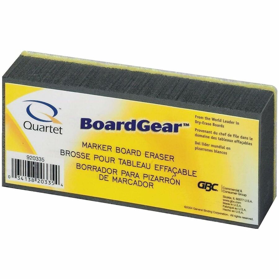 Quartet Whiteboard Eraser - 2.75" Width x 5" Length - Used as Dust Remover, Ink Remover - Washable, Soft, Lightweight - Gray - Cloth - 1 Each