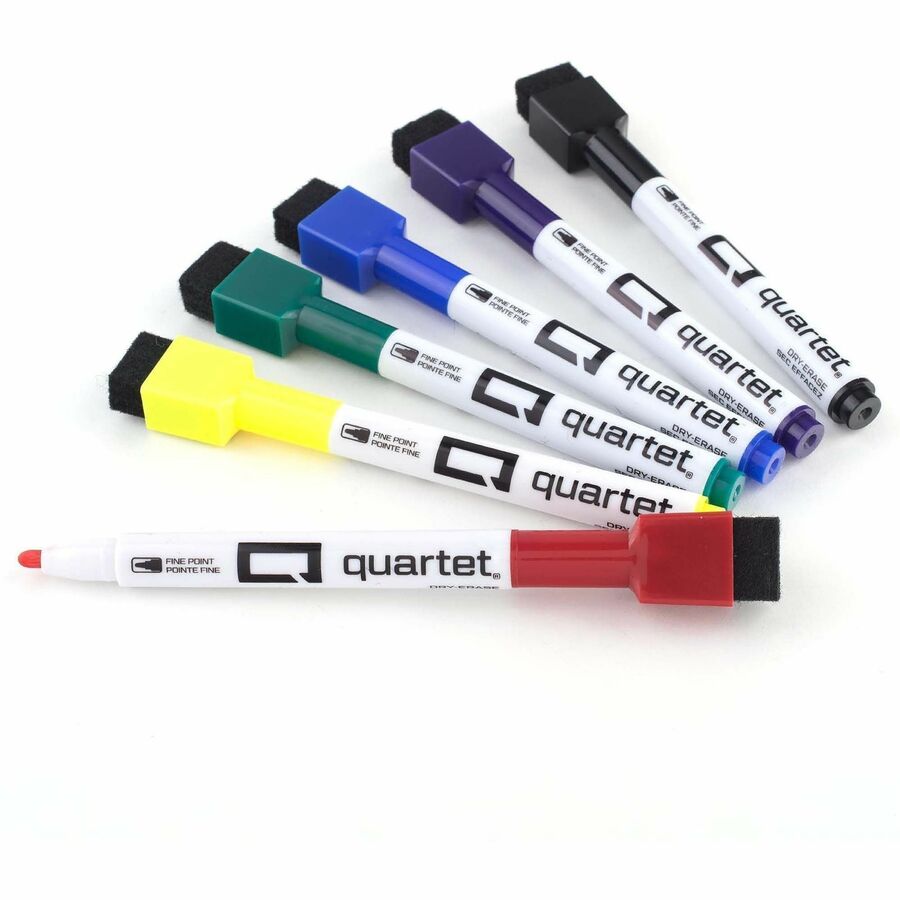 Quartet ReWritables Mini Dry-Erase Markers - Black, Red, Green, Blue, Purple, Yellow Ink - 6 / Set