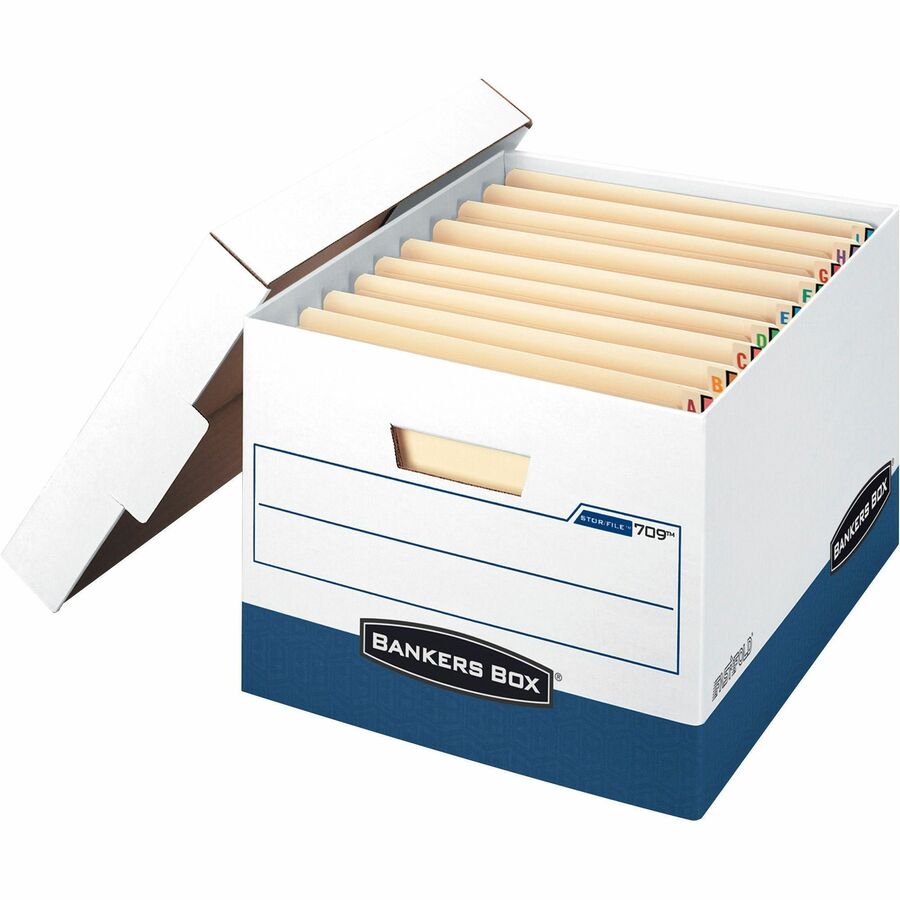 Bankers Box STOR/FILE File Storage Box - Internal Dimensions: 12.75" Width x 15.50" Depth x 10" Height - External Dimensions: 13.2" Width x 16.9" Depth x 10.5" Height - Media Size Supported: Letter, Legal - Lift-off Closure - Heavy Duty - Stackable - W...