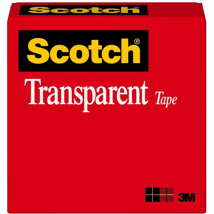 Scotch Transparent Tape - 1/2"W - 36 yd Length x 0.50" Width - 1" Core - Clear - Moisture Resistant, Stain Resistant, Long Lasting - For Multipurpose, Mending, Packing, Label Protection, Wrapping - 1 Roll