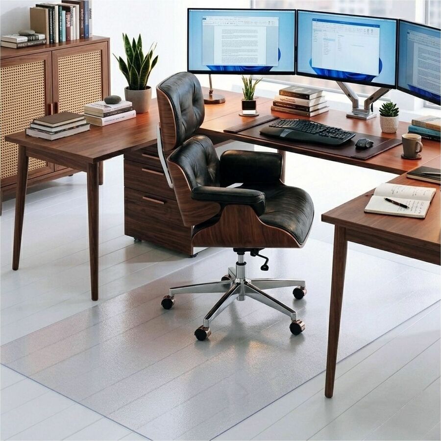 Floortex Cleartex Ultimat®, Polycarbonate Rectangular Chair Mat for Hard Floor - 48" x 53" - Home, Office, Hardwood Floor, Floor, Hard Floor - 53" Length x 48" Width x 0.075" Depth x 0.075" Thickness - Rectangular - Polycarbonate - Clear - 1 Each...