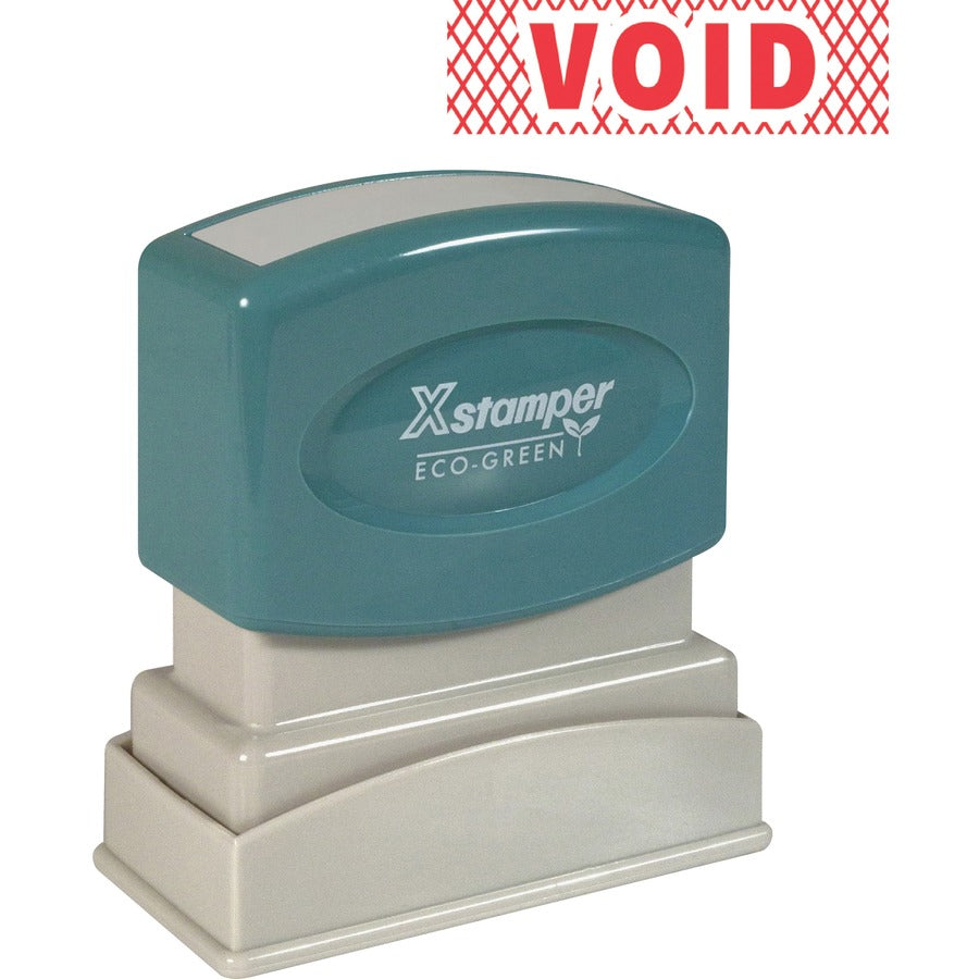 Xstamper Pre-Inked VOID One Color Title Stamp - Message Stamp - VOID - 0.50" Impression Width x 1.63" Impression Length - 100000 Impression(s) - Red - Recycled - 1 Each