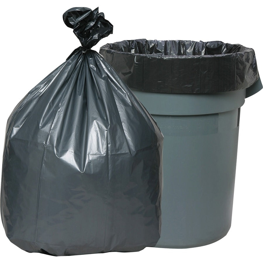 Genuine Joe Maximum Strength Trash Can Liner - Medium Size - 33 gal Capacity - 40" Length x 33" Width x 1.35 mil (34 Micron) Thickness - Low Density - Black - Resin - Recycled - 100 / Carton