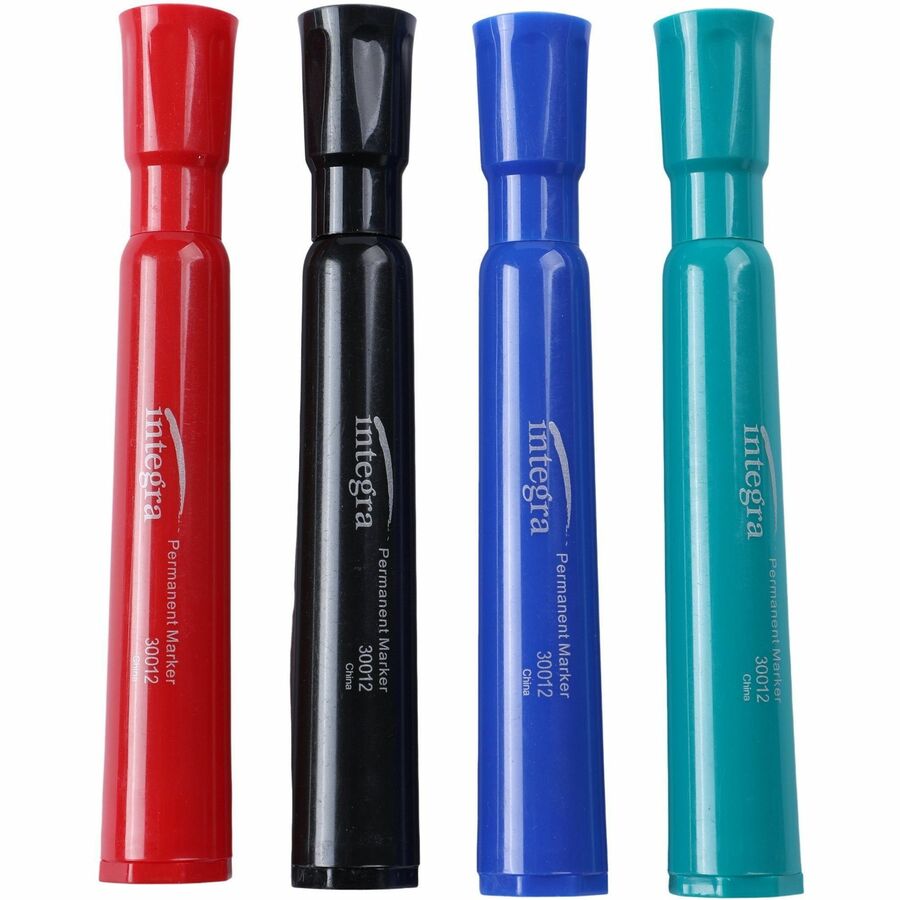 Integra Permanent Chisel Markers - Assorted Ink - 4 / Set