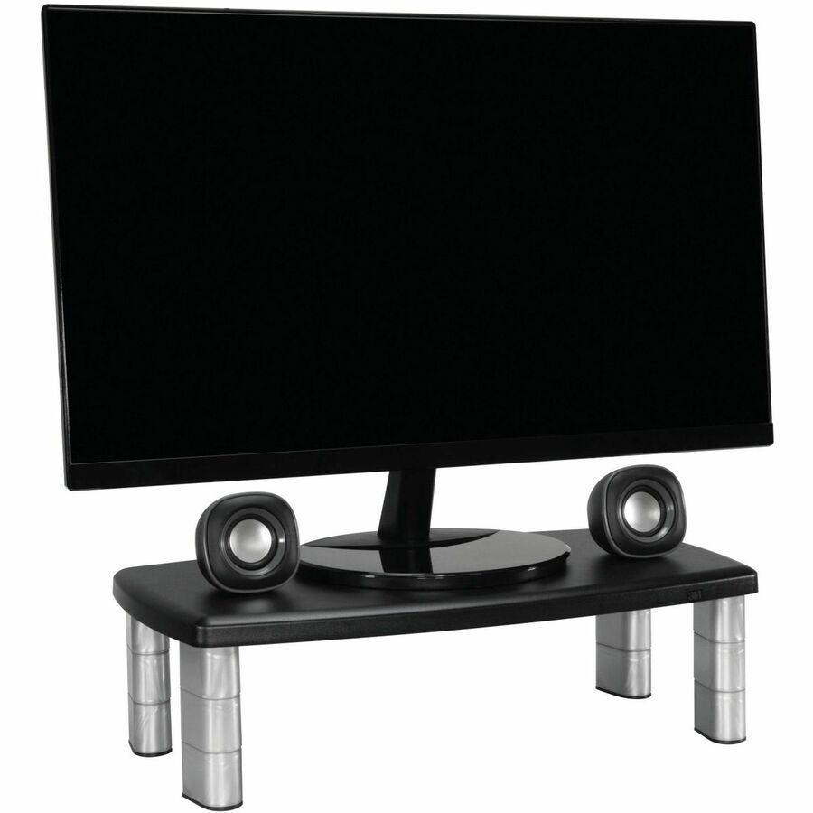 3M Adjustable Monitor Riser Stand - Up to 17" Screen Support - 40 lb Load Capacity - 6" Height x 18.50" Width x 10" Depth - Black