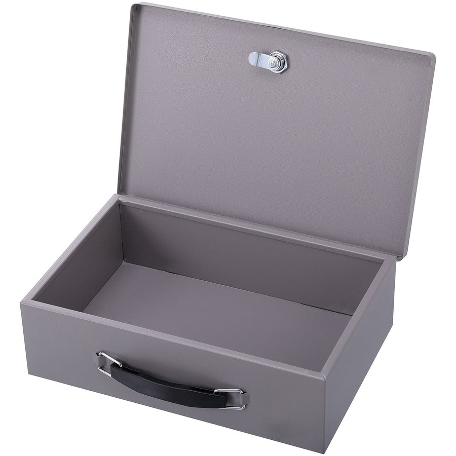 Sparco All-Steel Insulated Cash Box - Steel - Gray - 3.8" Height x 12.8" Width x 8.3" Depth