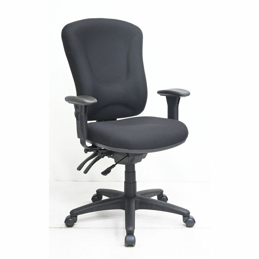 Lorell Contoured Managerial Task Chair - Black Seat Color - Polyester Seat Material - Black Frame Color - 1 Each