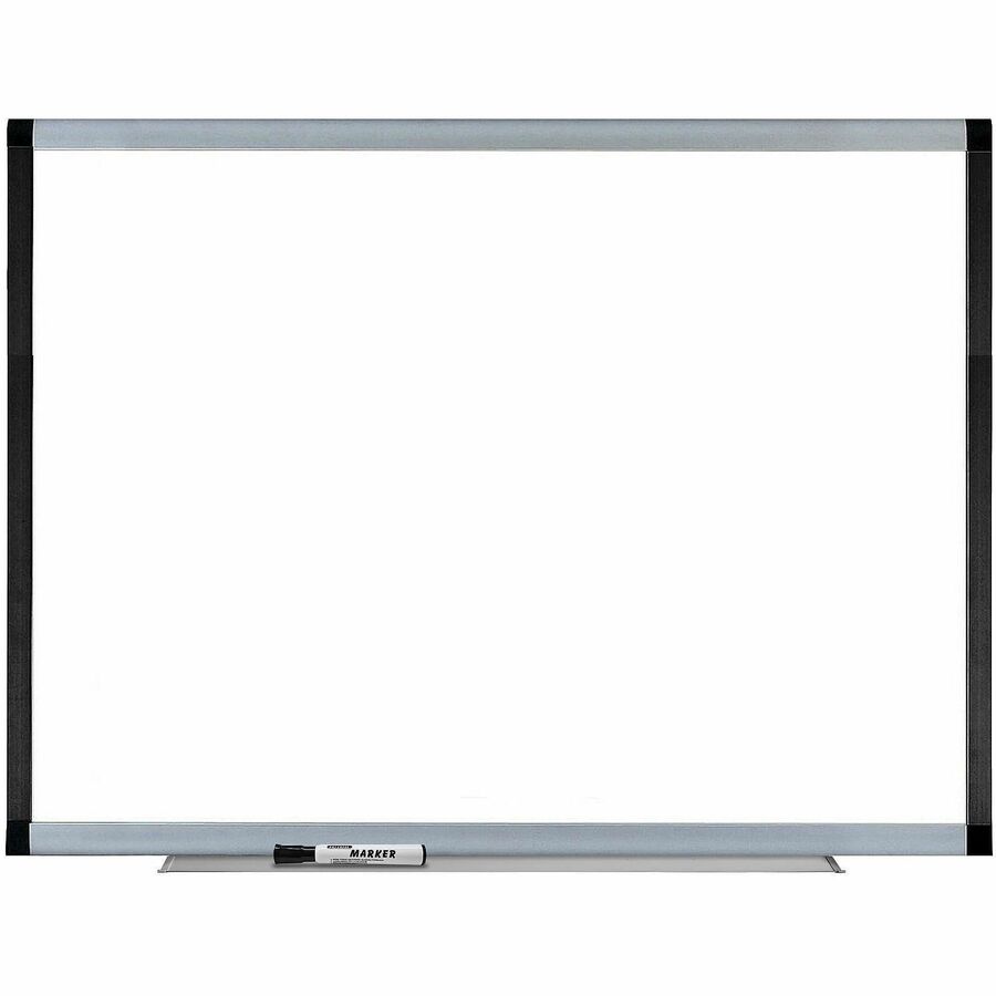 Lorell Signature Series Magnetic Dry-erase Markerboard - 48" (4 ft) Width x 36" (3 ft) Height - Porcelain Surface - Silver, Ebony Frame - Magnetic - 1 Each