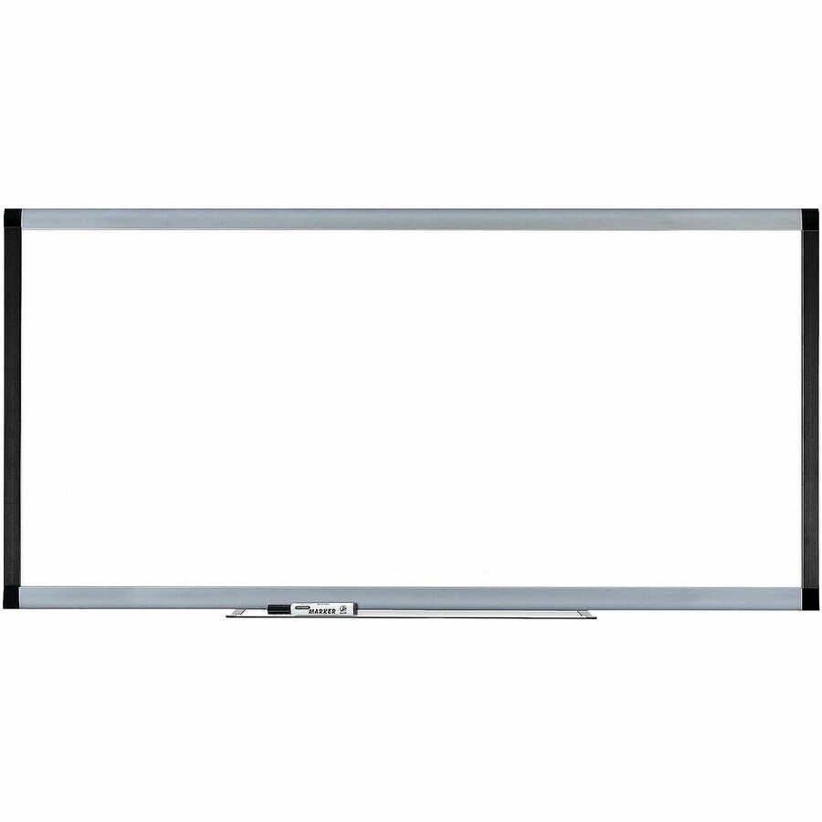 Lorell Signature Series Magnetic Dry-erase Markerboard - 96" (8 ft) Width x 48" (4 ft) Height - Coated Steel Surface - Silver, Ebony Frame - Magnetic - 1 Each