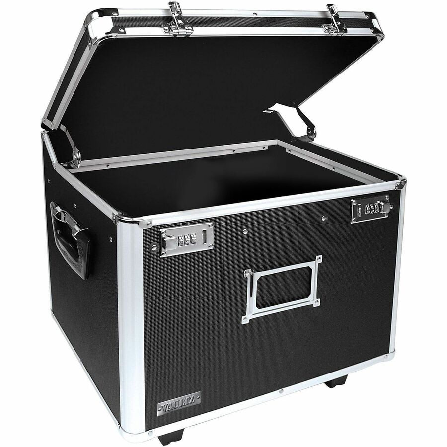 Vaultz Mobile Letter/Legal Chest - Telescopic Handle - 2 Casters - Polyvinyl Chloride (PVC) - 17.50" Width x 15.50" Depth x 14.50" Height - Black - 1 Each