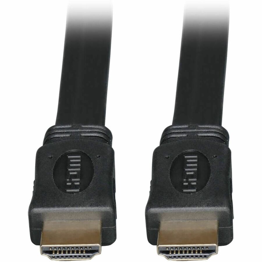 Tripp Lite series Flat HDMI to HDMI Gold Digital Video Cable - 3 ft HDMI Video Cable - First End: 1 x HDMI Digital Audio/Video - Male - Second End: 1 x HDMI Digital Audio/Video - Male - 18 Gbit/s - Black