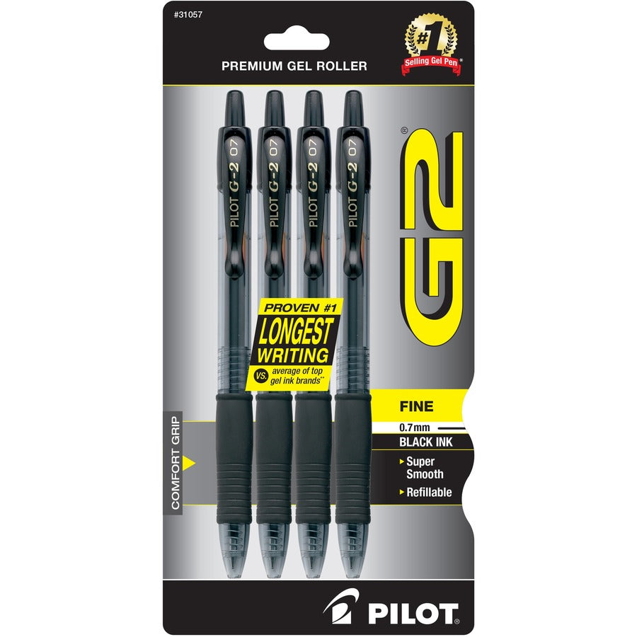 G2 Premium Gel Ink Retractable Pens - Refillable - Retractable - Black Ink - Gel-based - 4 / Pack