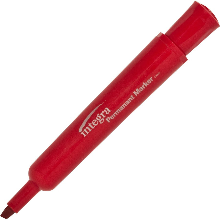Integra Permanent Chisel Markers - Red Ink - 12 / Dozen