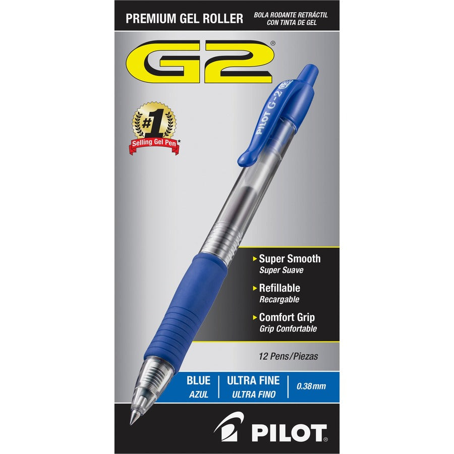 G2 Premium Gel Ink Retractable Pens - Refillable - Retractable - Blue Ink - Gel-based - Clear Barrel - 12 / Dozen