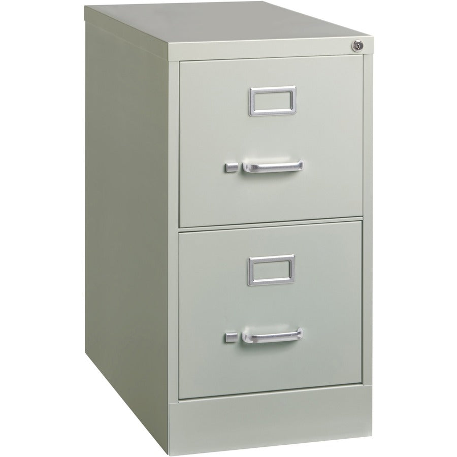 Lorell Fortress Series 26-1/2" Commercial-Grade Vertical File Cabinet - 15" Width x 26.5" Depth x 28.4" Height - 2 x Drawer(s) for File - Letter - Vertical - Security Lock, Ball-bearing Suspension, Heavy Duty - Light Gray - Steel - Recycled