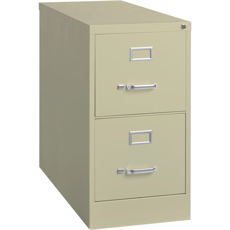 Lorell Fortress Series 26-1/2" Commercial-Grade Vertical File Cabinet - 15" Width x 26.5" Depth x 28.4" Height - 2 x Drawer(s) for File - Letter - Vertical - Security Lock, Ball-bearing Suspension, Heavy Duty - Putty - Steel - Recycled