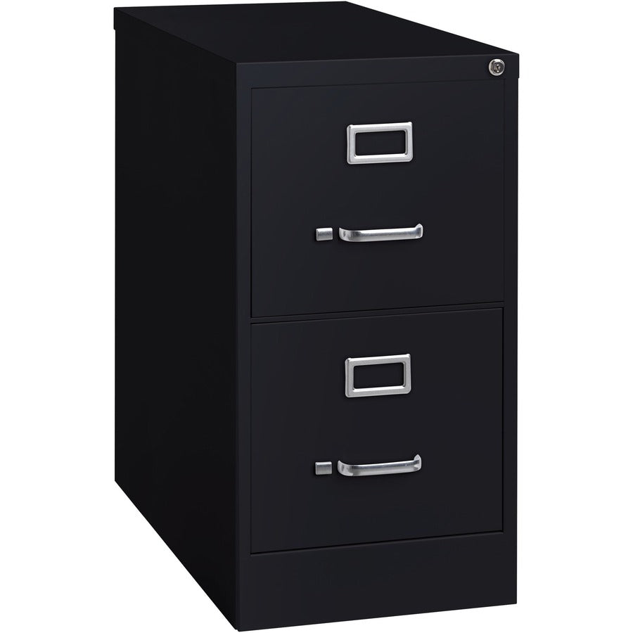 Lorell Fortress Series 25" Commercial-Grade Vertical File Cabinet - 15" Width x 25" Depth x 28.4" Height - 2 x Drawer(s) for File - Letter - Vertical - Security Lock, Ball-bearing Suspension, Heavy Duty - Black - Steel - Recycled