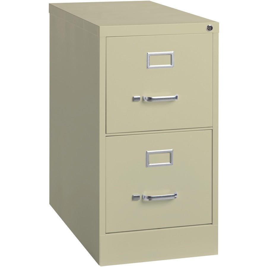 Lorell Fortress Series 25" Commercial-Grade Vertical File Cabinet - 15" Width x 25" Depth x 28.4" Height - 2 x Drawer(s) for File - Letter - Vertical - Security Lock, Ball-bearing Suspension, Heavy Duty - Putty - Steel - Recycled