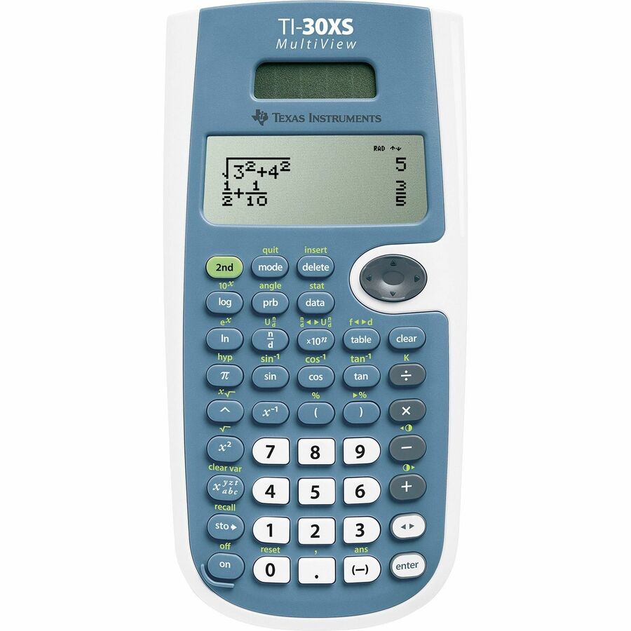 Texas Instruments TI30XS MultiView Scientific Calculator - Protective Hard Shell Cover - 4 Line(s) - 16 Digits - Battery/Solar Powered - 0.7" Height x 3.5" Width x 7.2" Depth - Blue - 1 Each