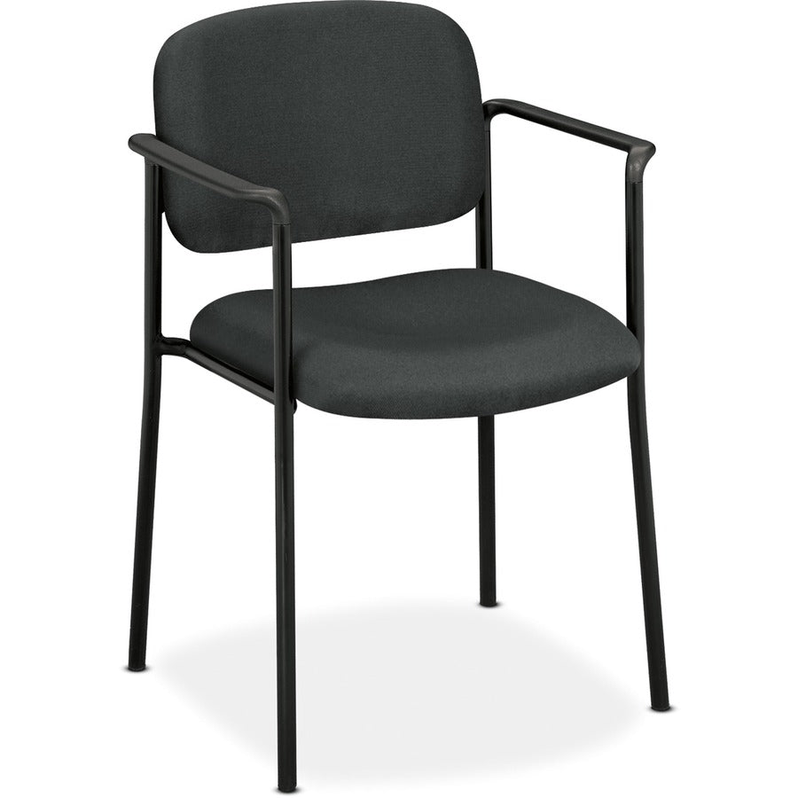 HON Scatter Stacking Guest Chair - Charcoal Seat Color - Fabric Seat Material - Black Frame Color - Steel Frame Material - Charcoal - Armrest - 1 Each