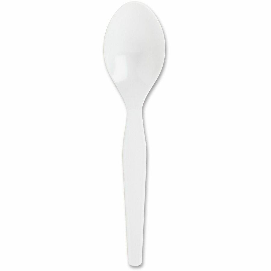 Genuine Joe Medium-Heavyweight Plastic Spoons - Disposable - White - 100 / Box