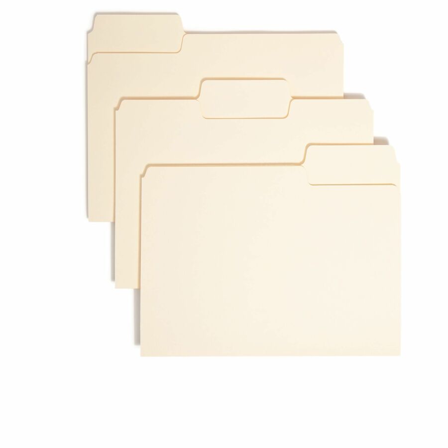 Smead SuperTab 1/3 Tab Cut Letter Recycled Top Tab File Folder - 8 1/2" x 11" - 3/4" Expansion - Top Tab Location - Assorted Tab Position - 11 pt. - 1 Plys - Manila - 10% Recycled - 100 / Box