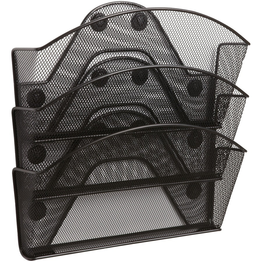 Safco Black Magic Magnetic Triple File Pocket - 3 Compartment(s) - 13.50" Height x 12.50" Width x 4" Depth - Wall Mountable - Black - Steel - 1 Box