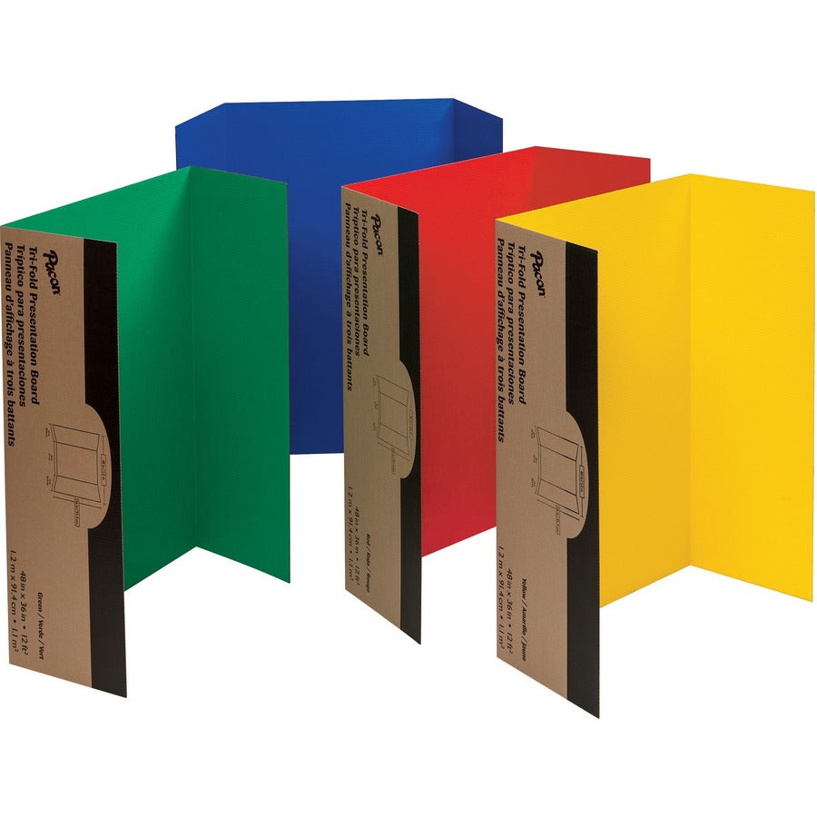 Pacon Presentation Boards - 36" Board Height x 48" Board Width - Assorted Surface - Tri-fold - 1 Carton