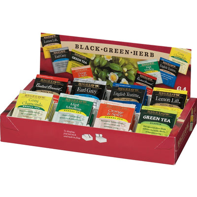 Bigelow Assorted Flavor Herbal Tea, Black Tea, Green Tea Bag - Herbal Tea, Black Tea, Green Tea - 1 Box