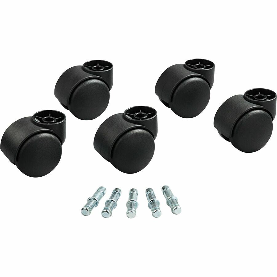 Master Caster Deluxe Futura Hooded Carpet Casters - 2.18" Diameter - 120 lb Load Capacity - Nylon - Matte Black - 5 / Set