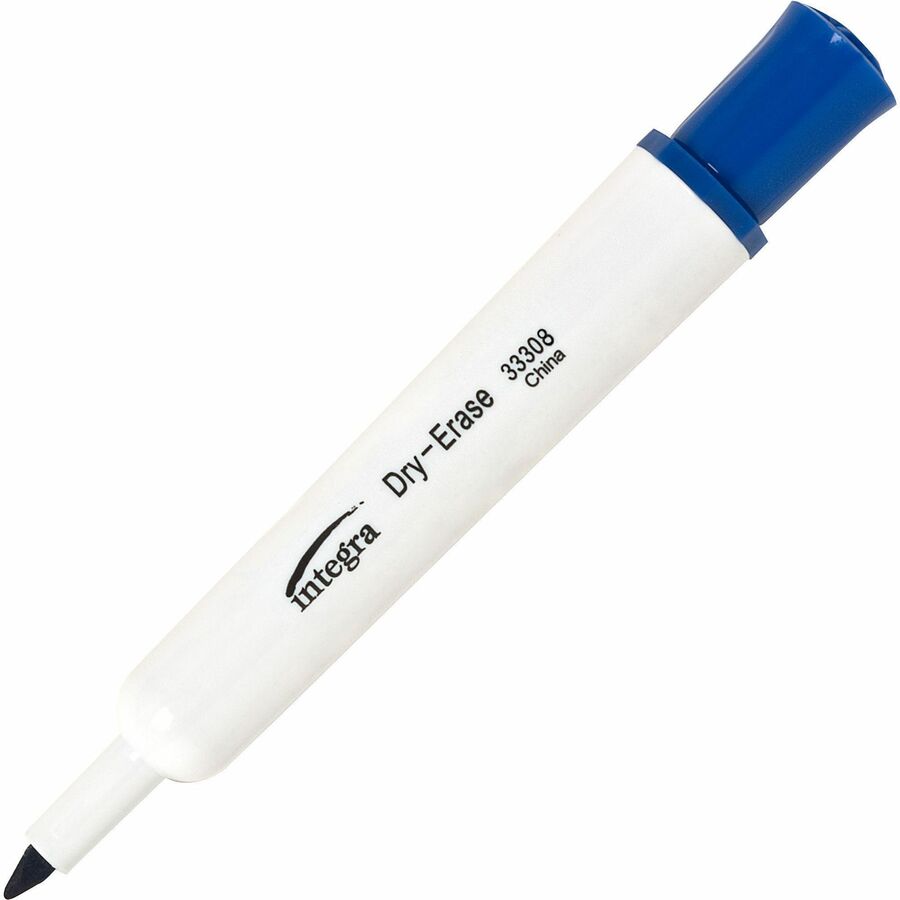 Integra Chisel Point Dry-erase Markers - Blue Ink - Fiber Tip - Writing - 12 / Dozen