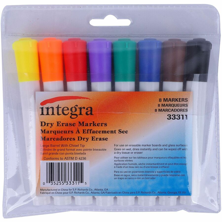 Integra Chisel Point Dry-erase Markers - Assorted Ink - 1 Set