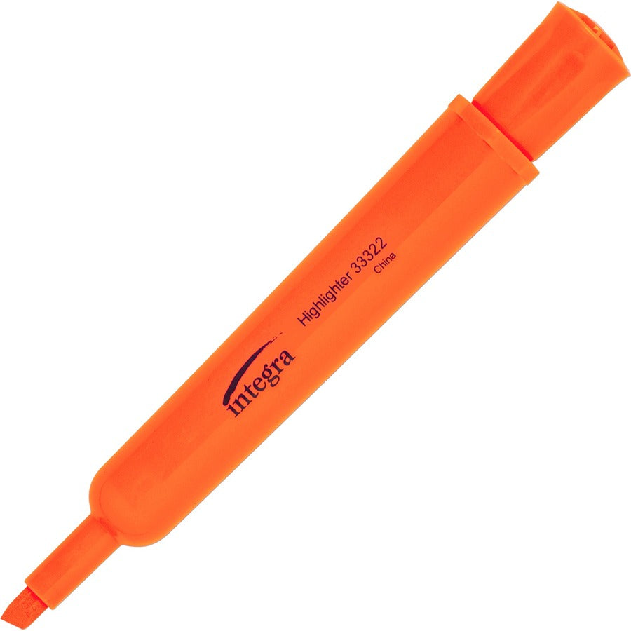 Integra Chisel Desk Liquid Highlighters - Fluorescent Orange Ink - 12 / Dozen