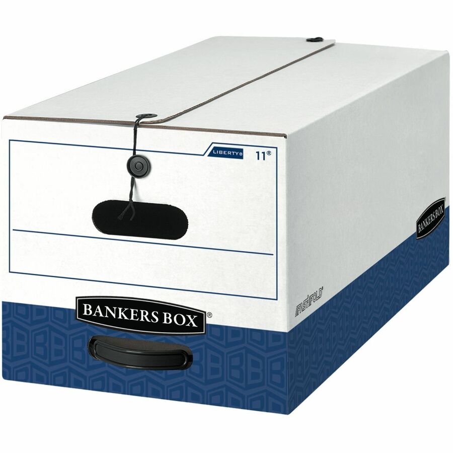Bankers Box Liberty File Storage Boxes - Internal Dimensions: 12" Width x 24" Depth x 10" Height - External Dimensions: 12.3" Width x 24.1" Depth x 10.8" Height - Media Size Supported: Letter - String/Button Tie Closure - Stackable - Fiberboard - White...