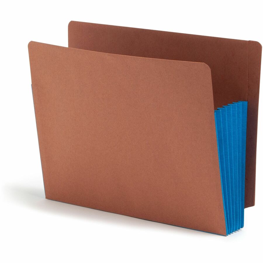 Smead Straight Tab Cut Letter File Pocket - 8 1/2" x 11" - 5 1/4" Expansion - 2 Plys - Redrope - Blue - Closed Sides, Reinforced Tab, Reinforced Gusset, Tear Proof - 30% Recycled - 10 / Box