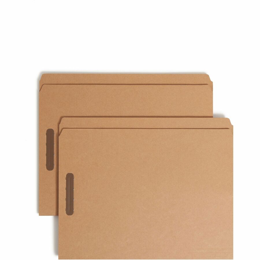 Smead Straight Tab Cut Letter Fastener Folder - 8 1/2" x 11" - 2 x 2K Fastener - 11 pt. - 2 Plys - Kraft - 10% Recycled - 50 / Box