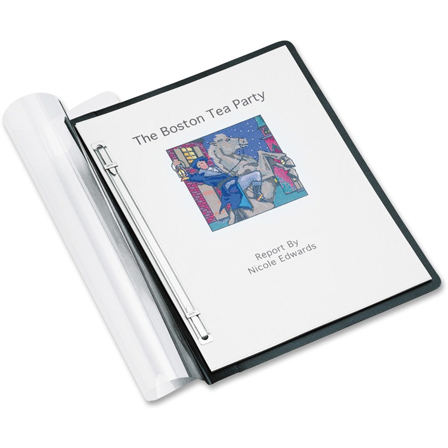 ACCO ACCOHIDE Letter Report Cover - 8 1/2" x 11" - 500 Sheets Capacity - Frosted Clear, Black - 0% Recycled - 1 Each