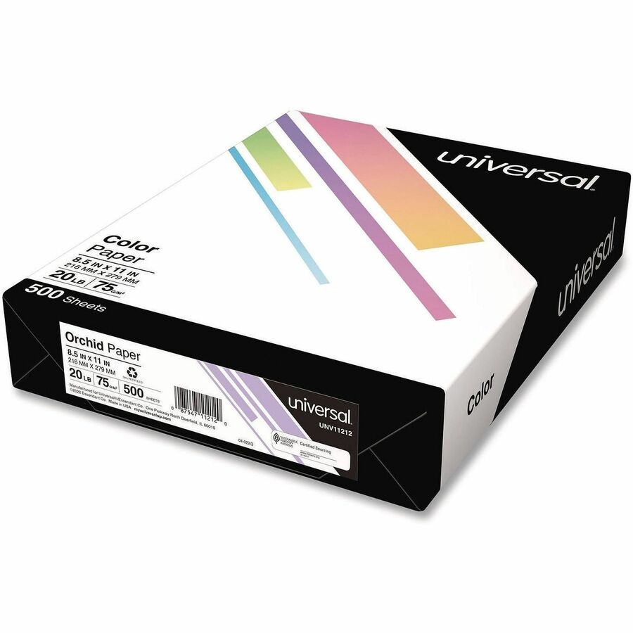 Universal Deluxe Colored Paper, 20 lb Bond Weight, 8.5 x 11, Orchid, 500/Ream - 20 lb Basis Weight - 75 g/m², Grammage - Orchid - 500 Sheets - 1 Ream