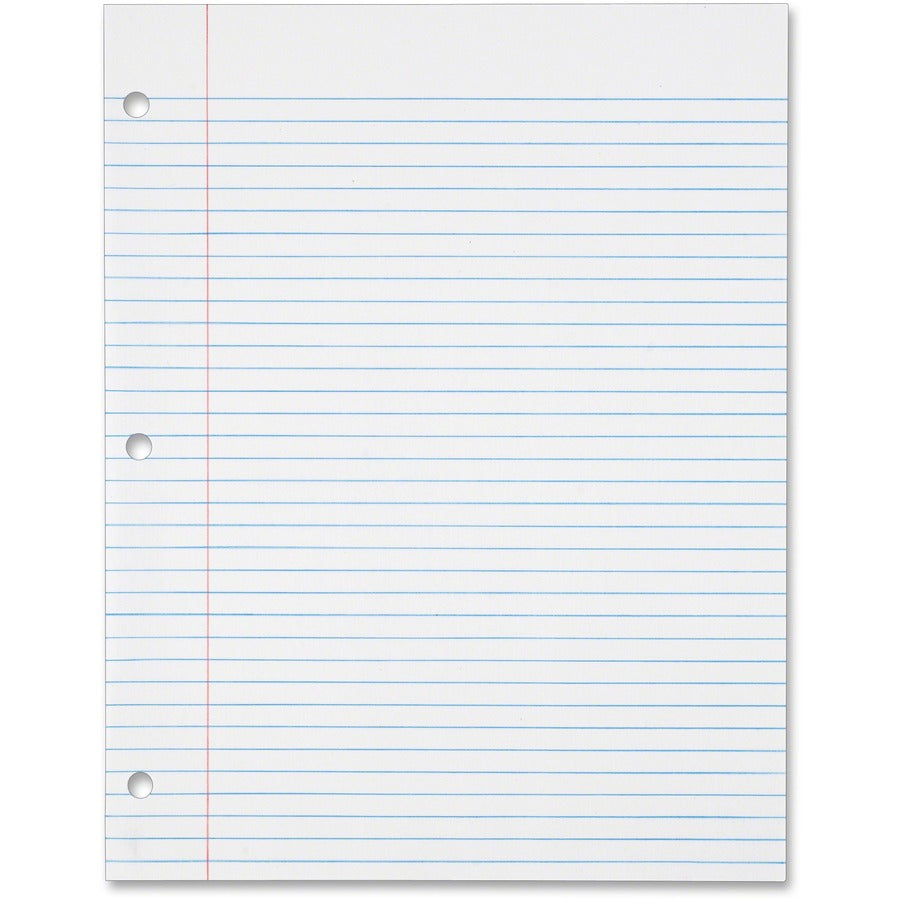 TOPS 16 - lb. College - ruled 3H Punched Filler Paper - Letter - 500 Sheets - 0.31" Ruled - Ruled Red Margin - 16 lb Basis Weight - Letter - 8 1/2" x 11" Sheet Size - White Paper - 500 / Pack