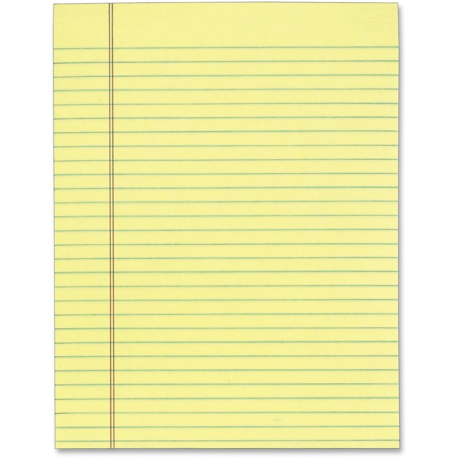 TOPS The Legal Pad - Letter - 50 Sheets - Glue - Ruled Red Margin - 16 lb Basis Weight - Letter - 8 1/2" x 11" Sheet Size - Canary Paper - Perforated - 12 / Pack