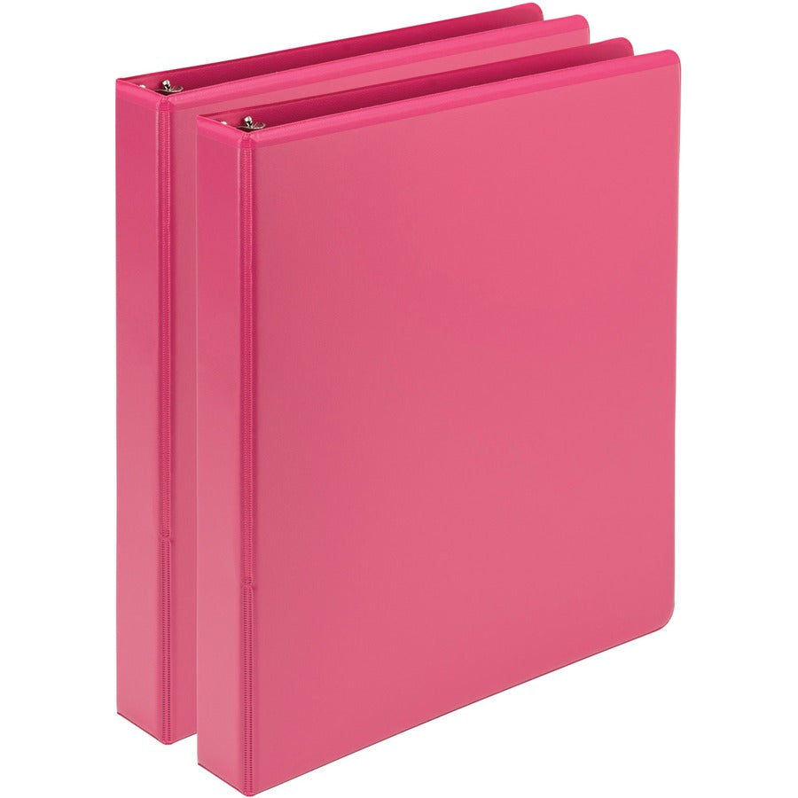 Samsill Earth's Choice Plant-based View Binders - 1" Binder Capacity - Letter - 8 1/2" x 11" Sheet Size - 200 Sheet Capacity - 3 Ring - Fastener: Round Ring - Pocket: 2, Internal - Chipboard, Polypropylene, Plastic - Berry Pink - 1.34 lb - Recycled - C...