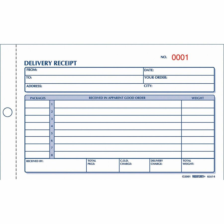 Rediform Carbonless Delivery Receipt Books - 50 Sheet(s) - 2 Part - Carbonless Copy - 4.25" x 6.37" Form Size - White, Manila - 1 Each