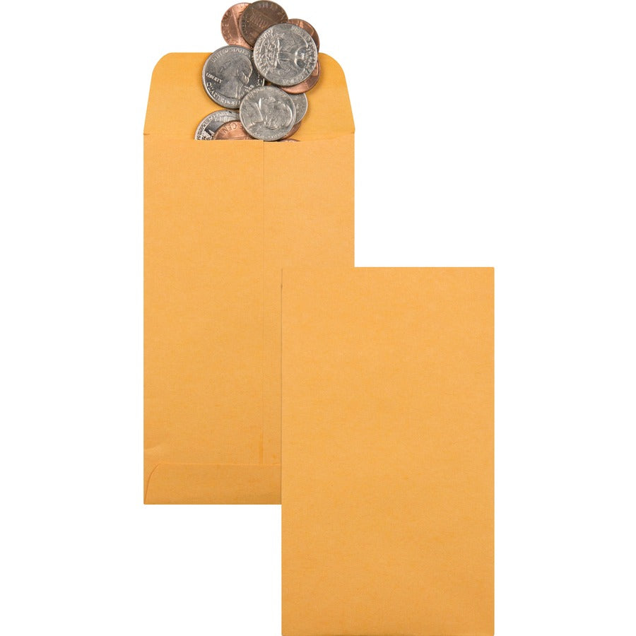 Quality Park No. 5 1/2 Coin and Small Parts Envelopes with Gummed Flap - Coin - #5-1/2 - 3 1/8" Width x 5 1/2" Length - 28 lb - Gummed - Brown Kraft - Kraft - 500 / Box