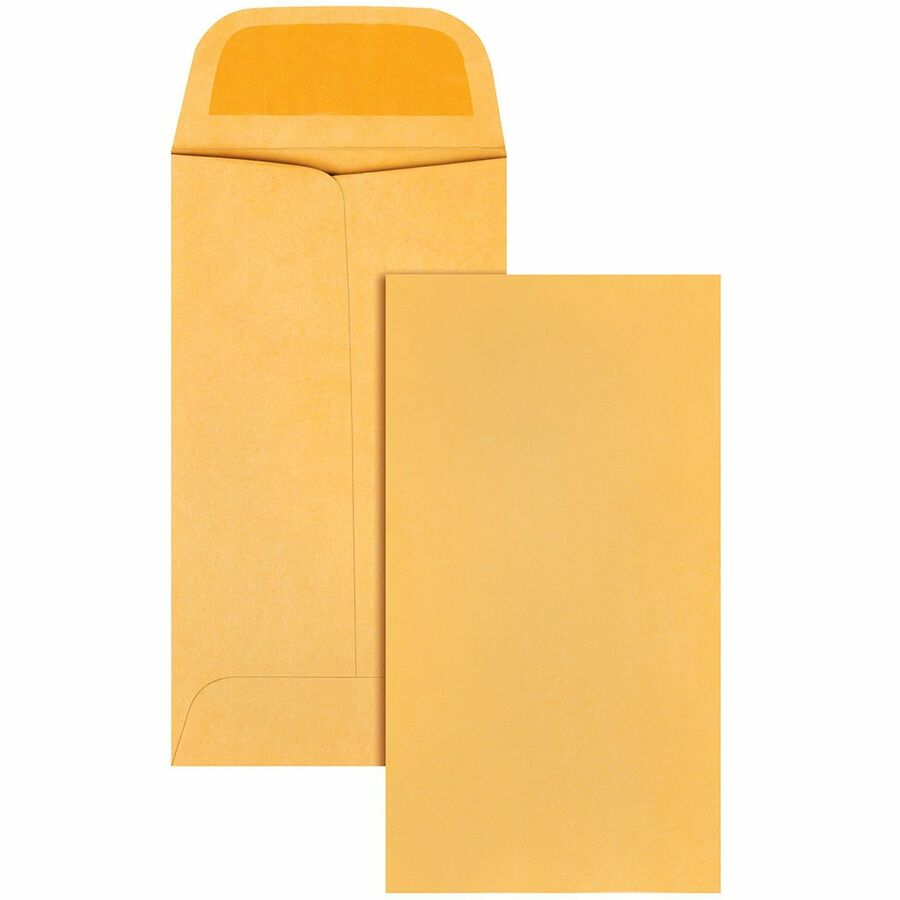 Quality Park No. 5 Coin/Small Parts Envelopes with Gummed Flap - Coin - #5 - 2 7/8" Width x 5 1/4" Length - 28 lb - Gummed - Light Brown - Kraft - 500 / Box