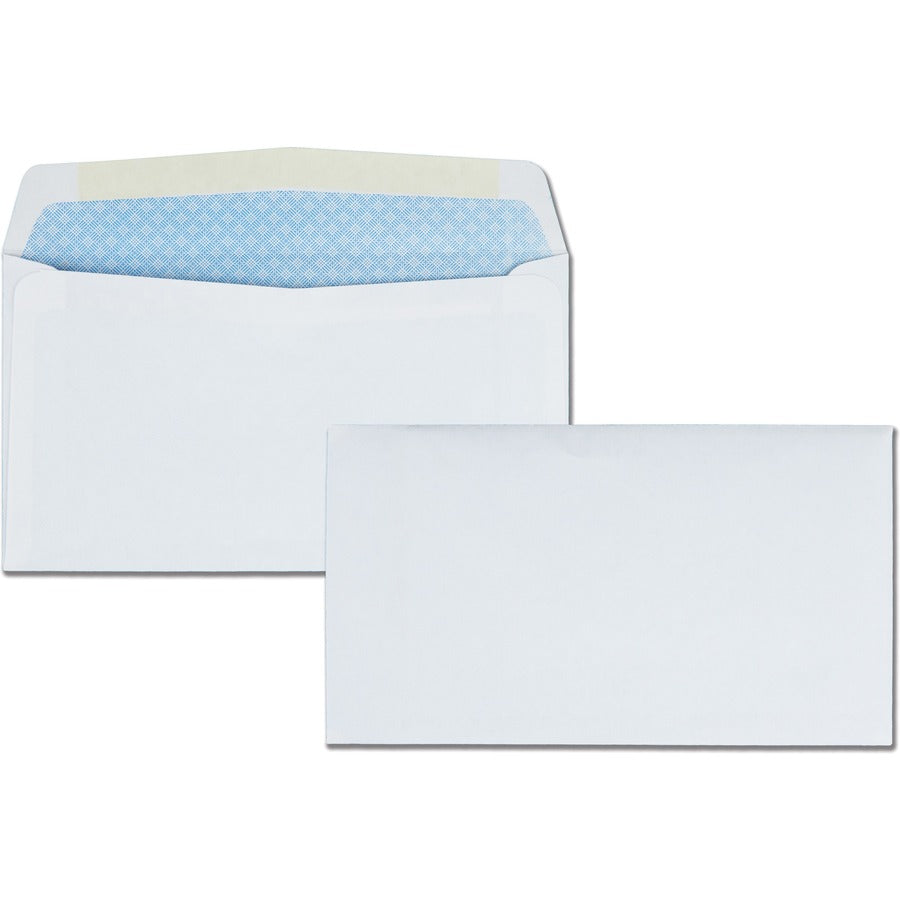 Quality Park No. 6-3/4 Security Tinted Envelopes with Gummed Closure - Security - #6 3/4 - 3 5/8" Width x 6 1/2" Length - 24 lb - White - Wove - 500 / Box