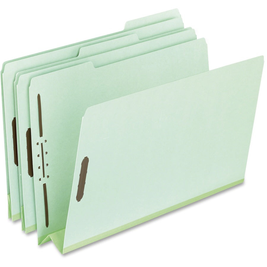 Pendaflex 1/3 Tab Cut Letter Recycled Top Tab File Folder - 8 1/2" x 11" - 3" Expansion - 2 Fastener - Top Tab Location - Assorted Tab Position - 25 pt. - Pressboard - Green - 60% Recycled - 25 / Box