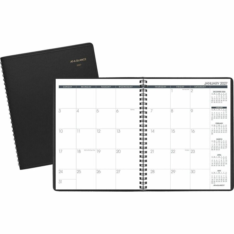 At-A-Glance Planner - Monthly - 1 Year - January 2027 to December 2027 - 1 Month Single Page Layout - 6 7/8" x 8 3/4" Sheet Size - Black Cover - 1 Each