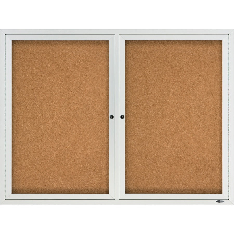 Quartet Enclosed Cork Bulletin Board for Outdoor Use - 36" Board Height x 48" Board Width - Brown Cork Surface - Hinged, Wear Resistant, Tear Resistant, Water Resistant, Shatter Proof, Acrylic Glass, Weather Resistant, Lock - Silver Aluminum Frame - 1...